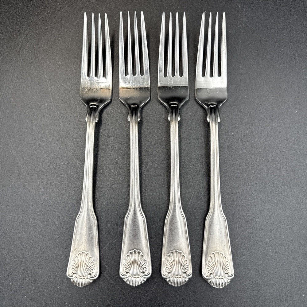 Towle London Shell 18/10 Stainless Dinner Forks Set of 4 China Flatware